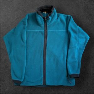 REI Full Zip Fleece Jacket Mens Large Teal Blue Outdoor Hiking Layer Large